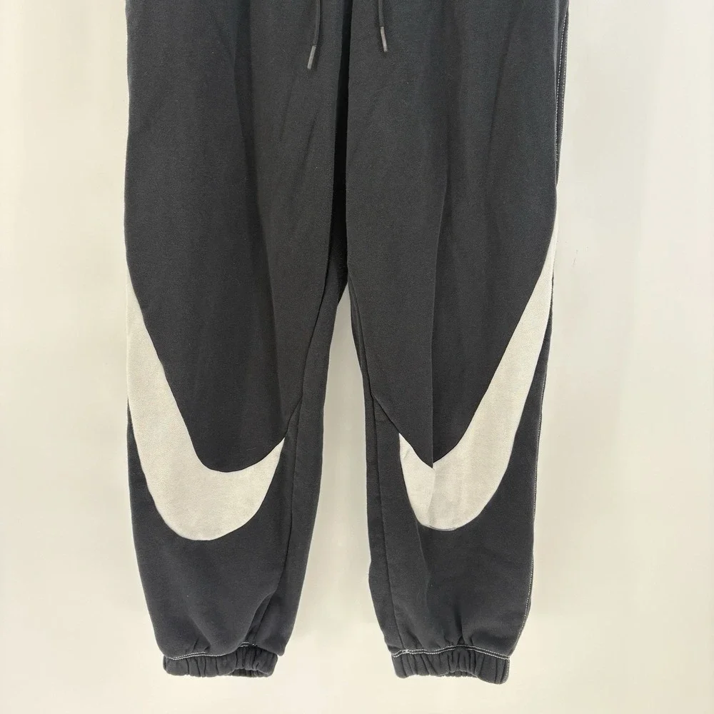 Nike Big Swoosh Fleece Lined Jogger Sweatpants Mens Medium Black Drawstring